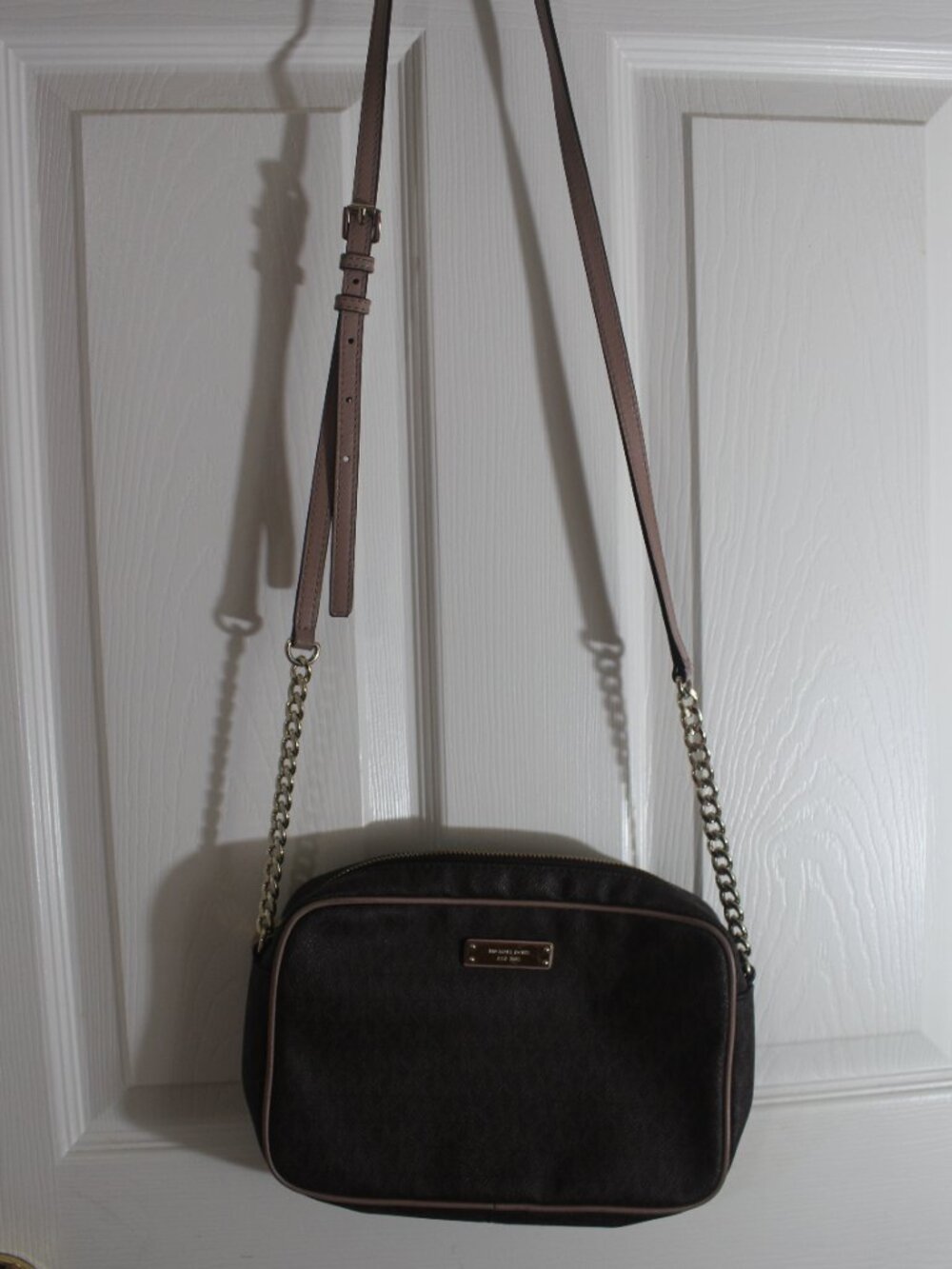 Michael Kors Black MK Signature Camera Crossbody Bag